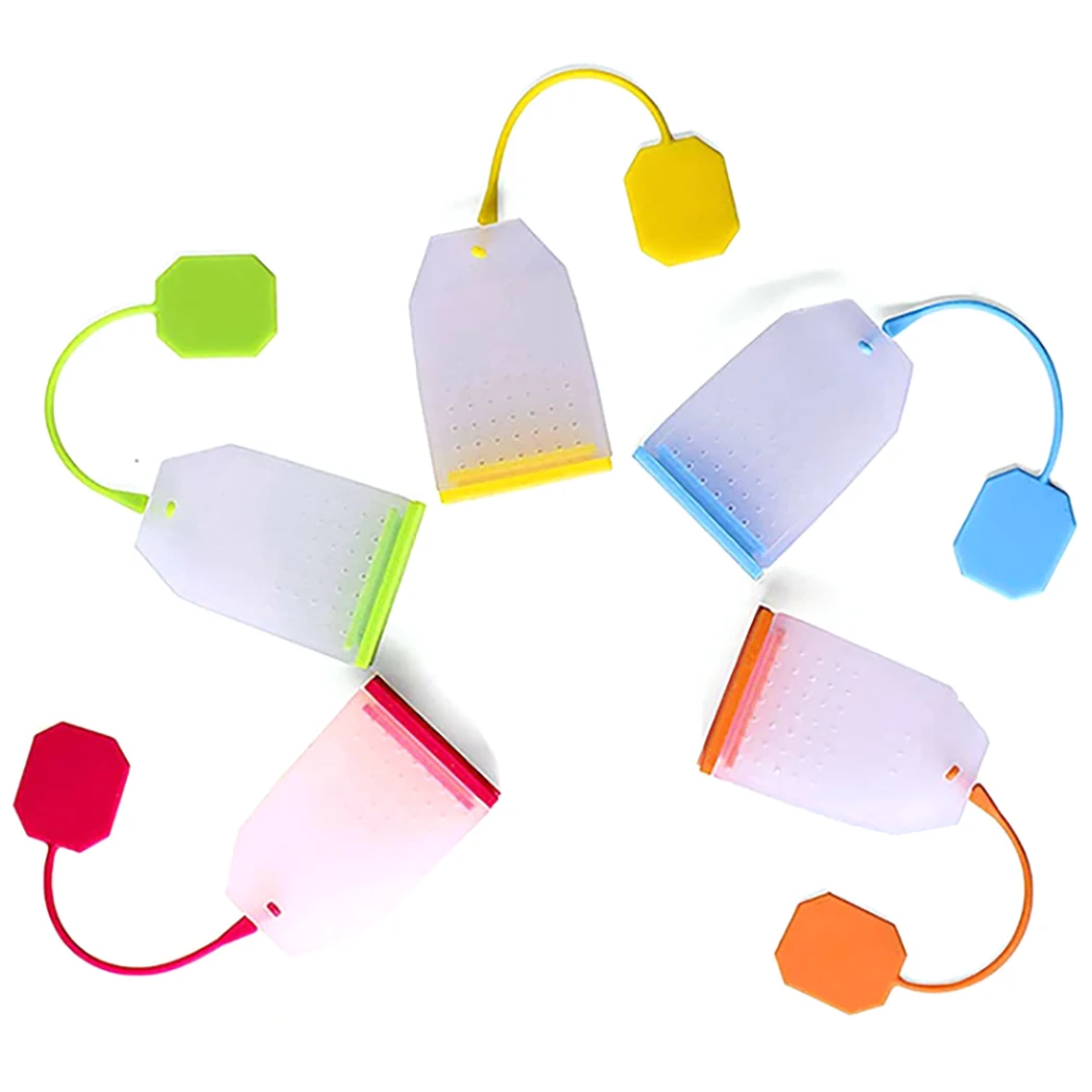 5Pcs/Set Silicon Tea Strainer Bag Style Tea Infuser Filters With String Filter Bag For Loose Tea Leaves Kitchen Coffee Tea Tools