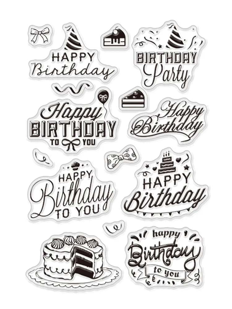 Transparent Stamps Seal DIY Scrapbooking Happy Birthday Words Photo Album Decorative clear stamps