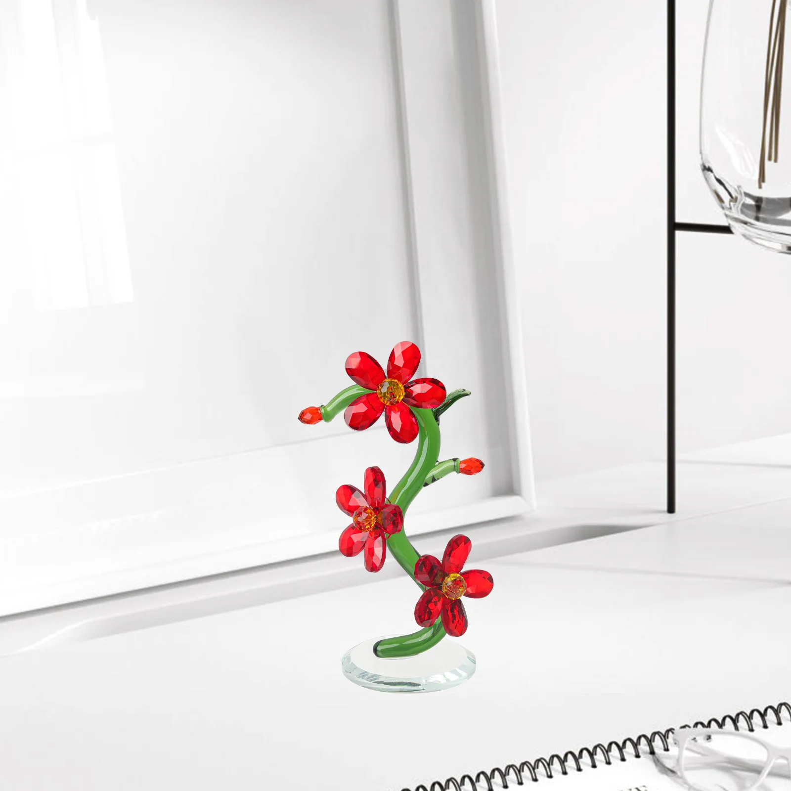 Panier De Fleurs En Cristal Coloré En Forme De Rose à Collectionner