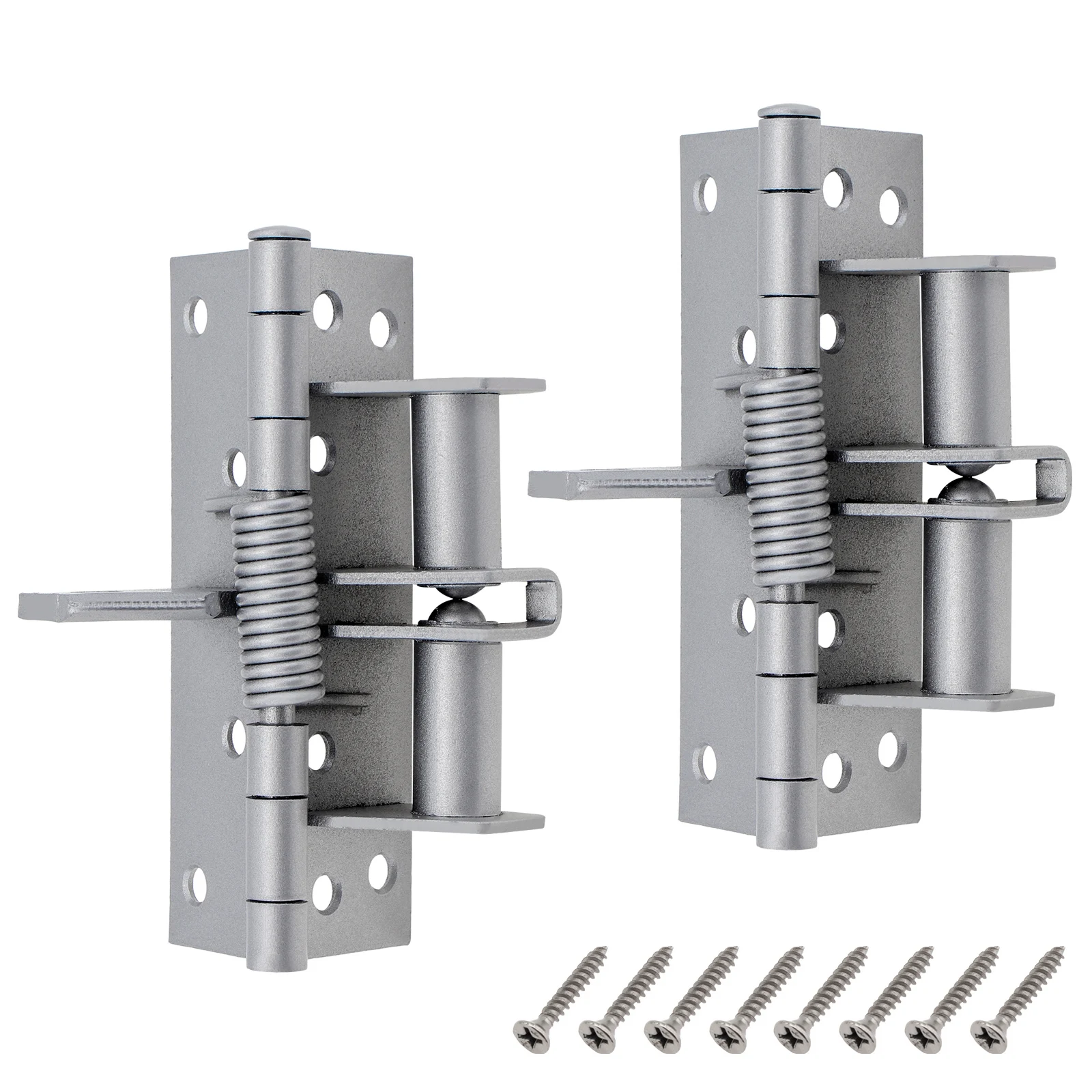 2pcs Self Closing Silver Door Hinges Automatic Closing Door Closer Spring Hinge with Positioning 90 Degrees