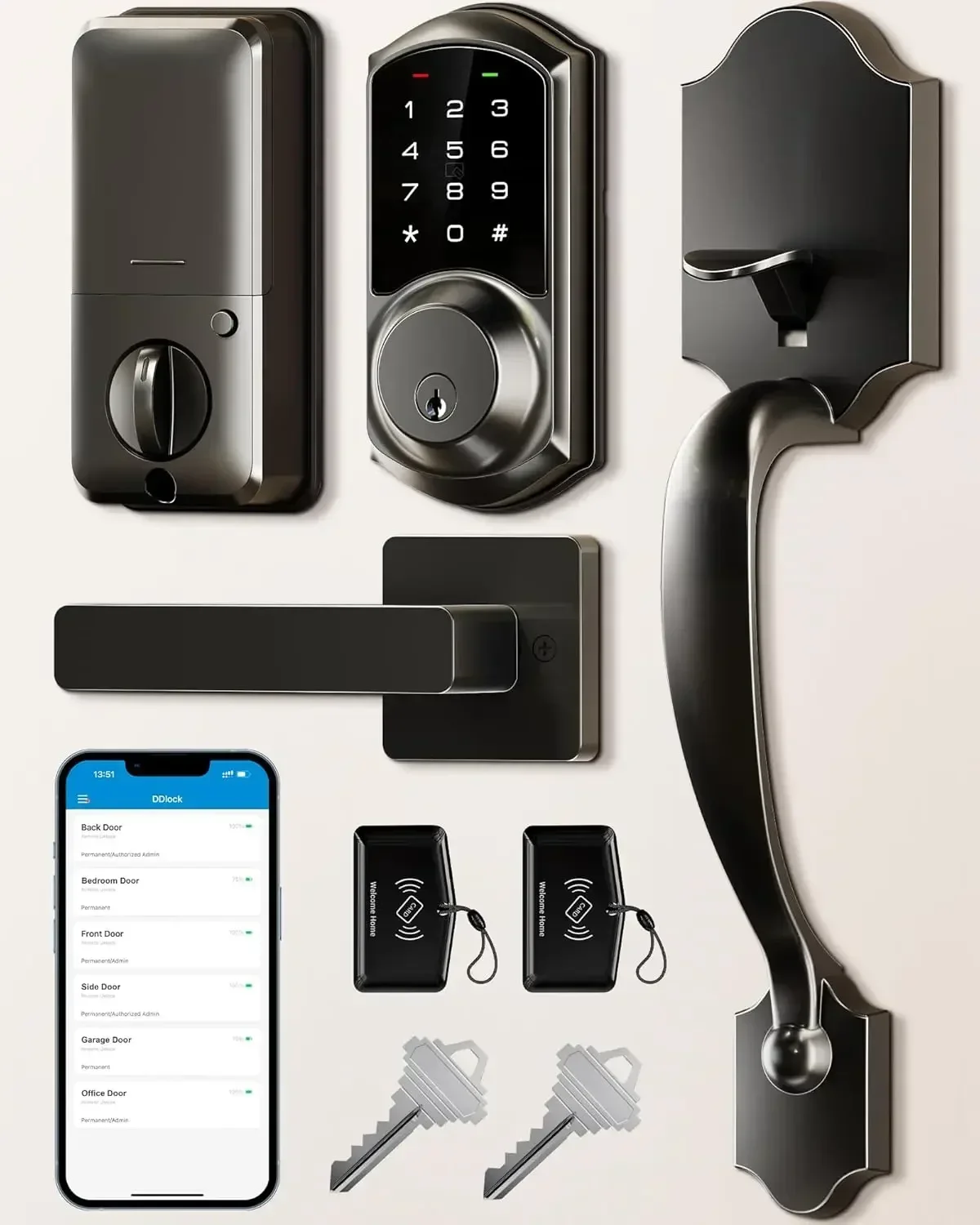 Keyless Entry Door Lock With Keypad & Handles - Auto-Lock, Anti-Peeping Code, Easy Install (No Wi-Fi Needed) - View #7