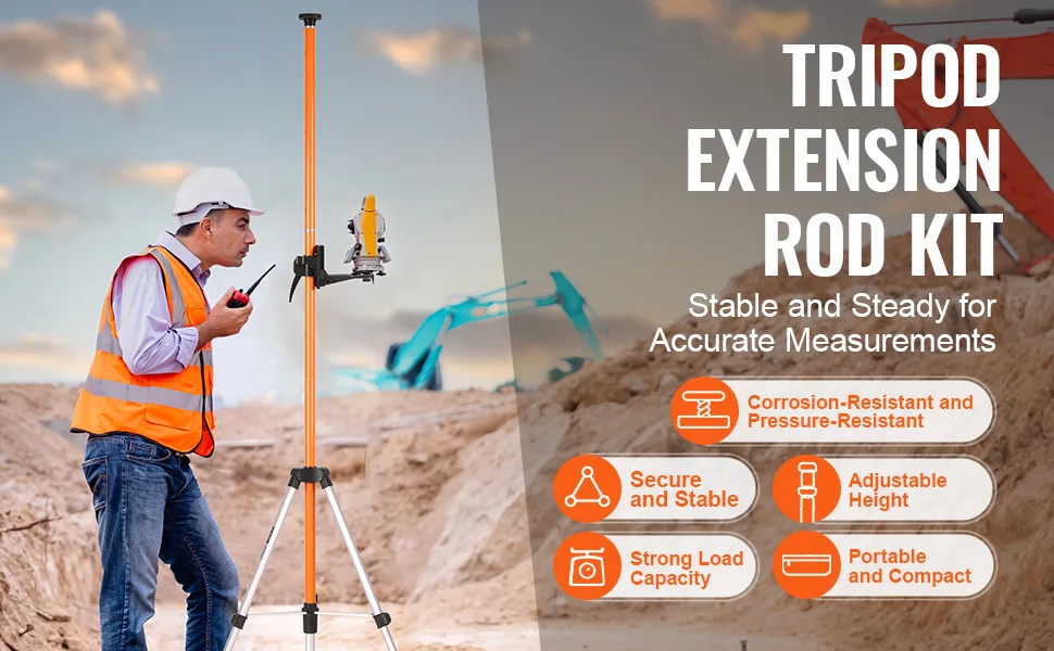 SucceBuy Laser Level Tripod 1/4"-20 & 5/8"-11 Thread Mount 40.94-133.85in Height Adjustment with Level Bubble & Heavy-duty Stand