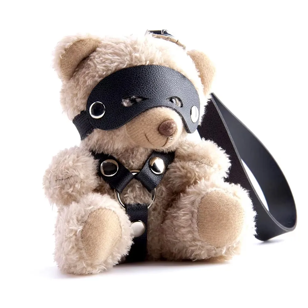 BDSM Erotic Sex Toys Plush Bear Valentines Gifts Toy Couple Pendant PU Leather Restraints Bondage Set