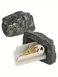 Enhanced Outdoor Weatherproof Fake Rock Key Hider for Secure Hidden Storage in Garden Decor (Light Grey)