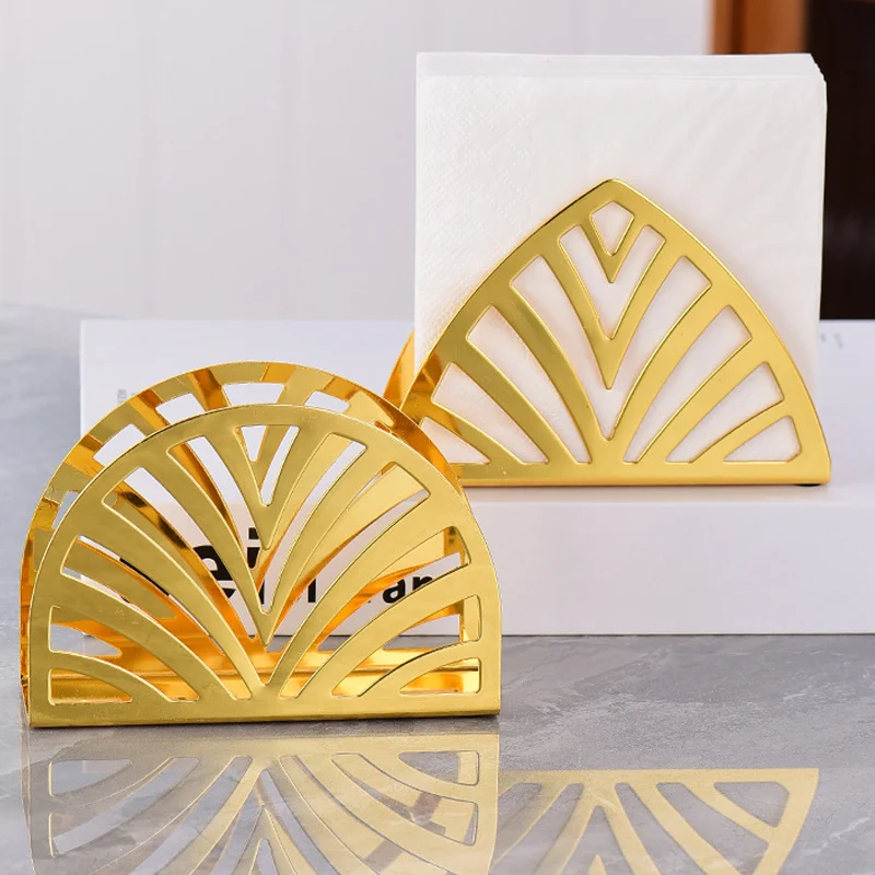 Gold-plated square stainless steel napkin holder, towel holder,  creativenapkin holder, western restaurant vertical tissue holder