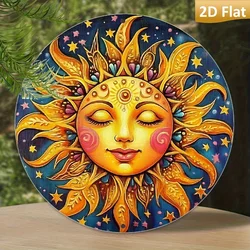 Aluminum Sun Pattern Decorative Round Wall Art - Artistic Vintage Metal Sign Decor - 20x20 (1)