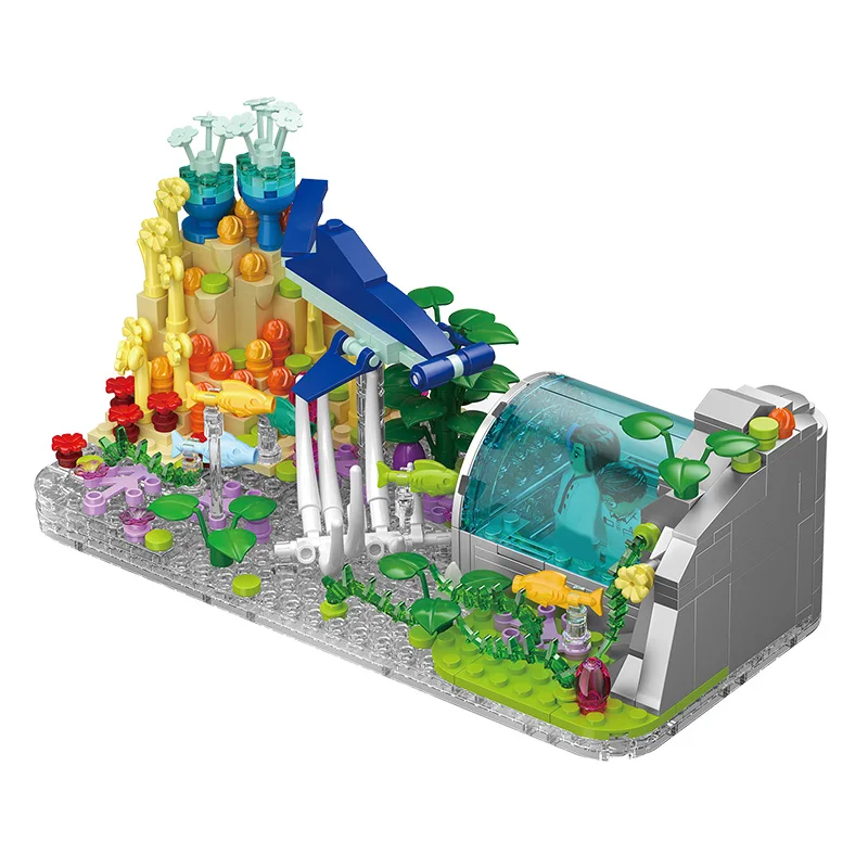 

MOC City Creative Idea Ocean Exploration Aquarium with LED lights Building Blocks Bricks Accessories DIY Toys for children gifts