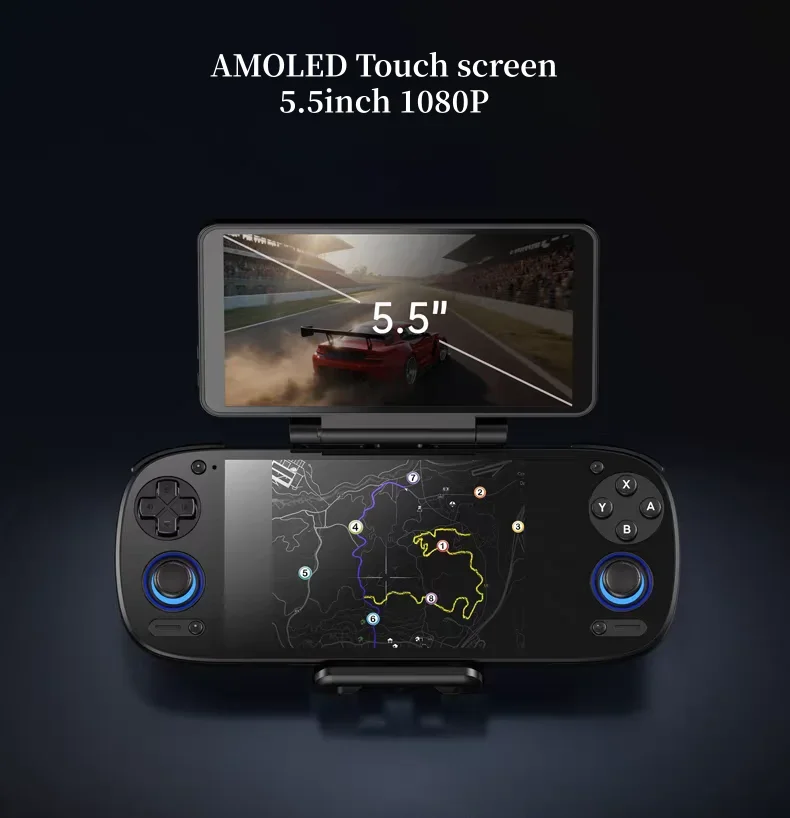 레트로이드 듀얼 스크린 추가 장치 RP5/RPmini/V2/RP4 Pro용 5.5인치 AMOLED 백 클립 스크린 USB-C 디스플레이 휴대용 게임 콘솔 선물