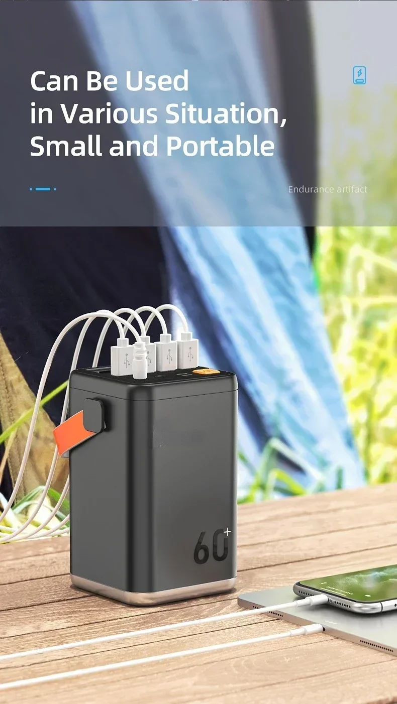 High-capacity High-quality Outdoor Emergency Portable Mobile Power Supply Mobile Phone Charger 60000Mah Power Bank