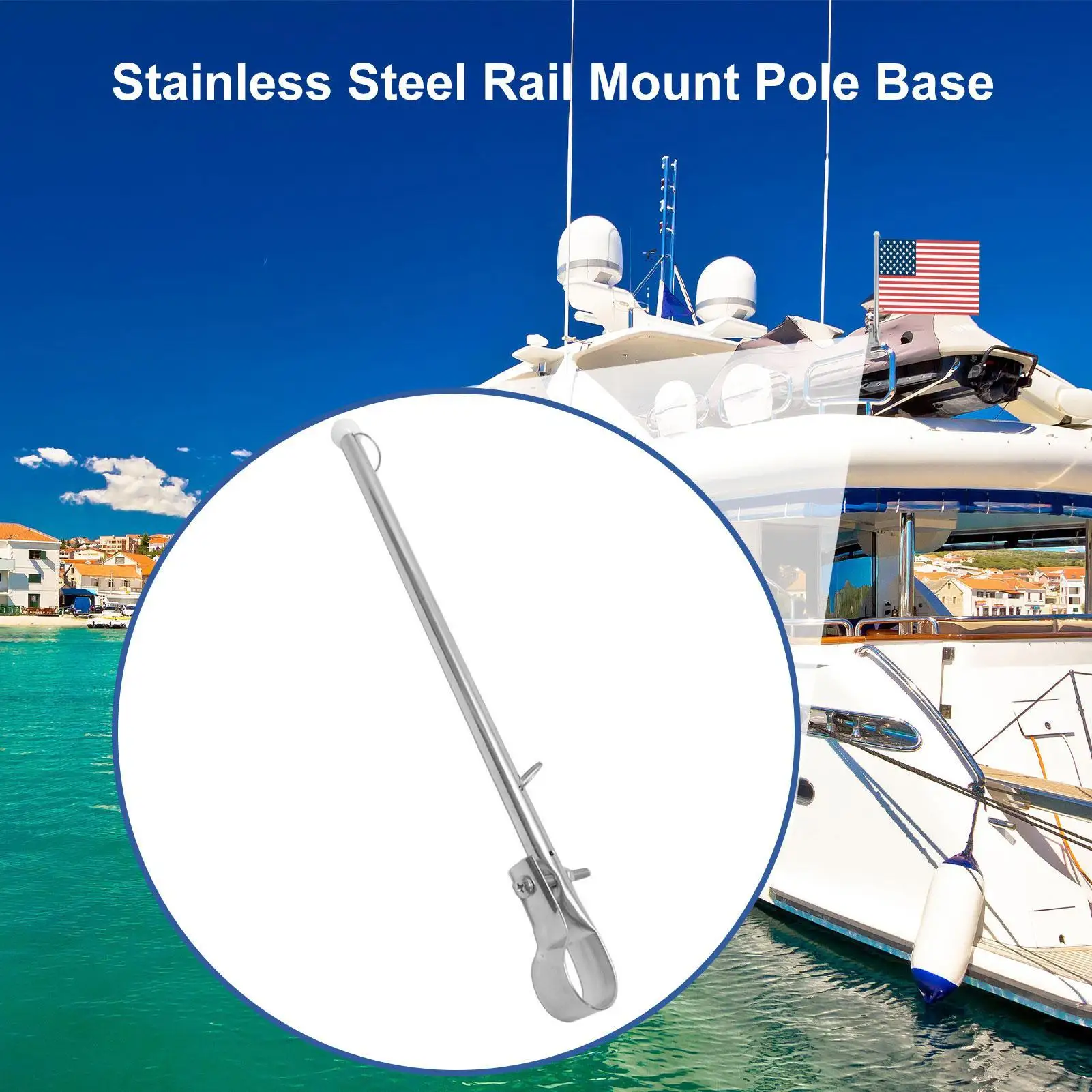 Flag Pole Holder For RV 304 Stainless Steel Banner Pole Mount Yacht Flag Holder Boat Accessories For Marines Yacht RV Pontoon