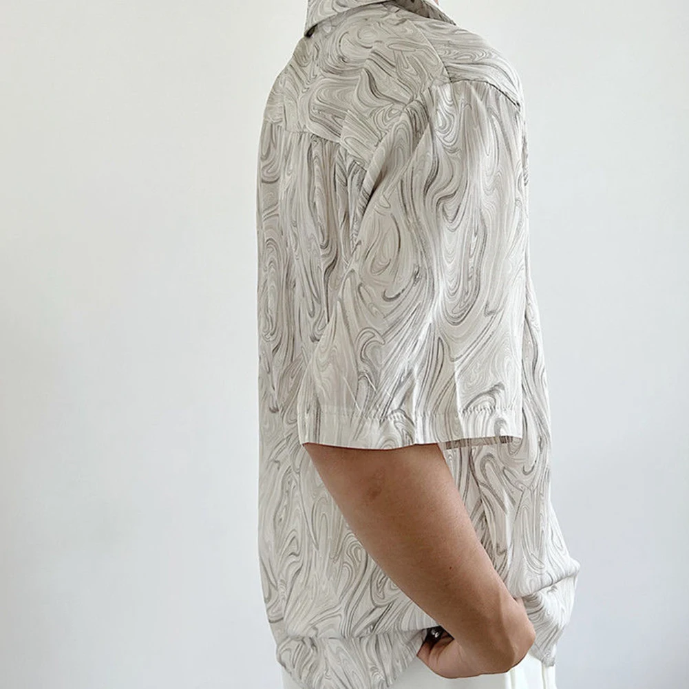 

Рубашка мужская для отдыха повседневная, гавайская Корейская с лацканами, свободная Классическая пляжная блуза с короткими рукавами в стиле ретро, на лето