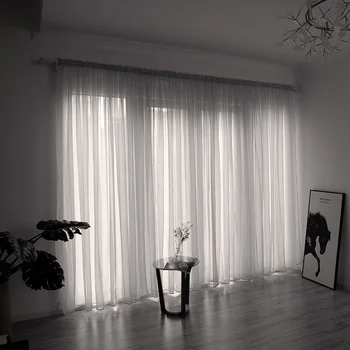 1pc Tenda per finestra Ombreggiatura Tende trasparenti bianche solide Divisorio Tulle per soggiorno Camera da letto Case Decor Tenda di protezione UV 1