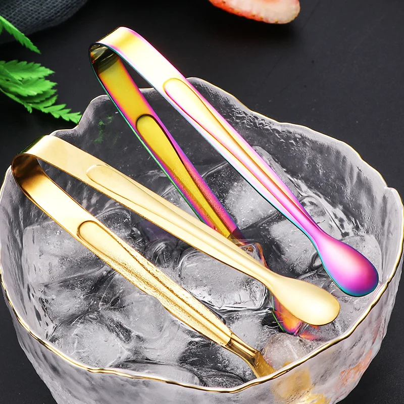 304 Stainless Steel Ice Cube Clips Round Head Sugar Food BBQ Pastry Tongs Kitchen Cooking Serving Clamp Bar Barware Accessories food tongs