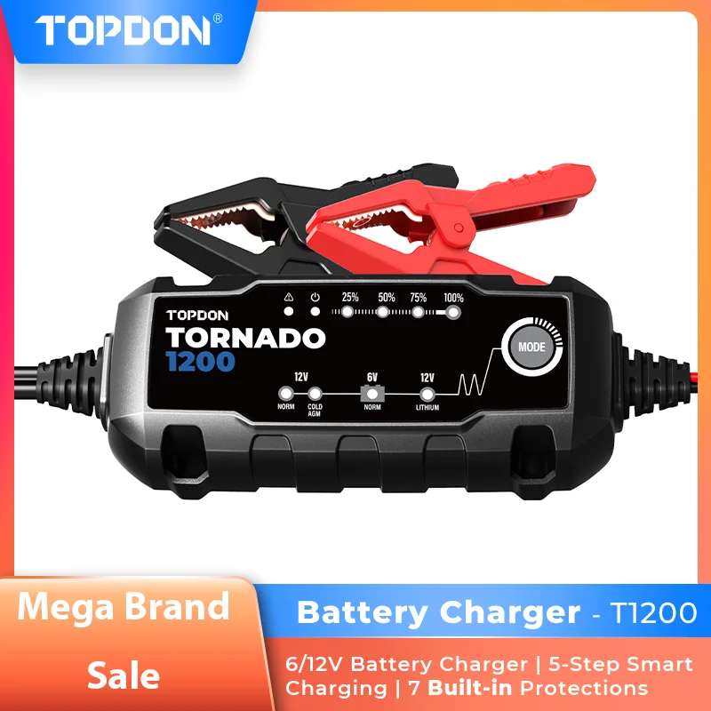 Topdon 12/24v Car Battery Charger Automatic Power Puls Repair For Car