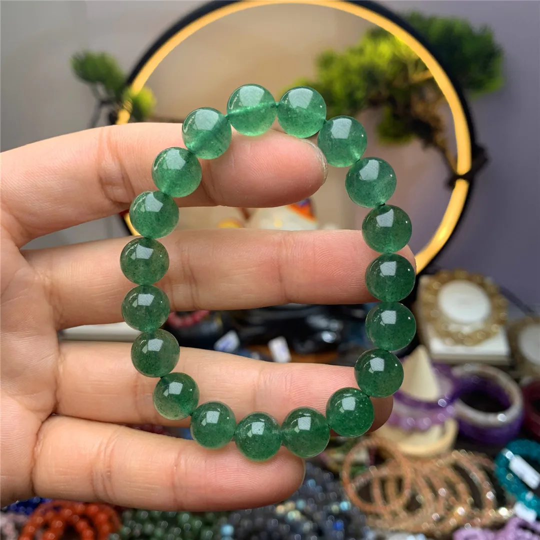 

Top Natural Green Strawberry Quartz Bracelet Jewelry For Women Men Love Beauty Gift Crystal Stone Beads Gemstone Strands 7-10mm