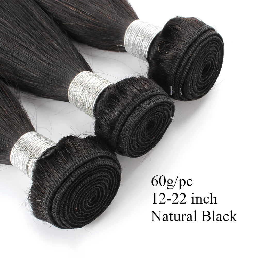Natural Black 100% Human Hair Bundles 1pc/ 3pcs/ 5pcs/ 7pcs 12-22 Inch Remy Indian Hair Double Weft Bone Straight Extensions