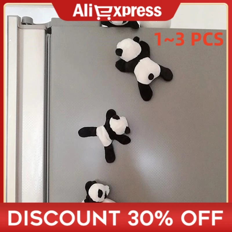 1~3 PCS Cartoon Cute Soft Plush Panda Fridge Strong Magnet Refrigerator Sticker Plush Doll Souvenir Gifts Kitchen Accessories