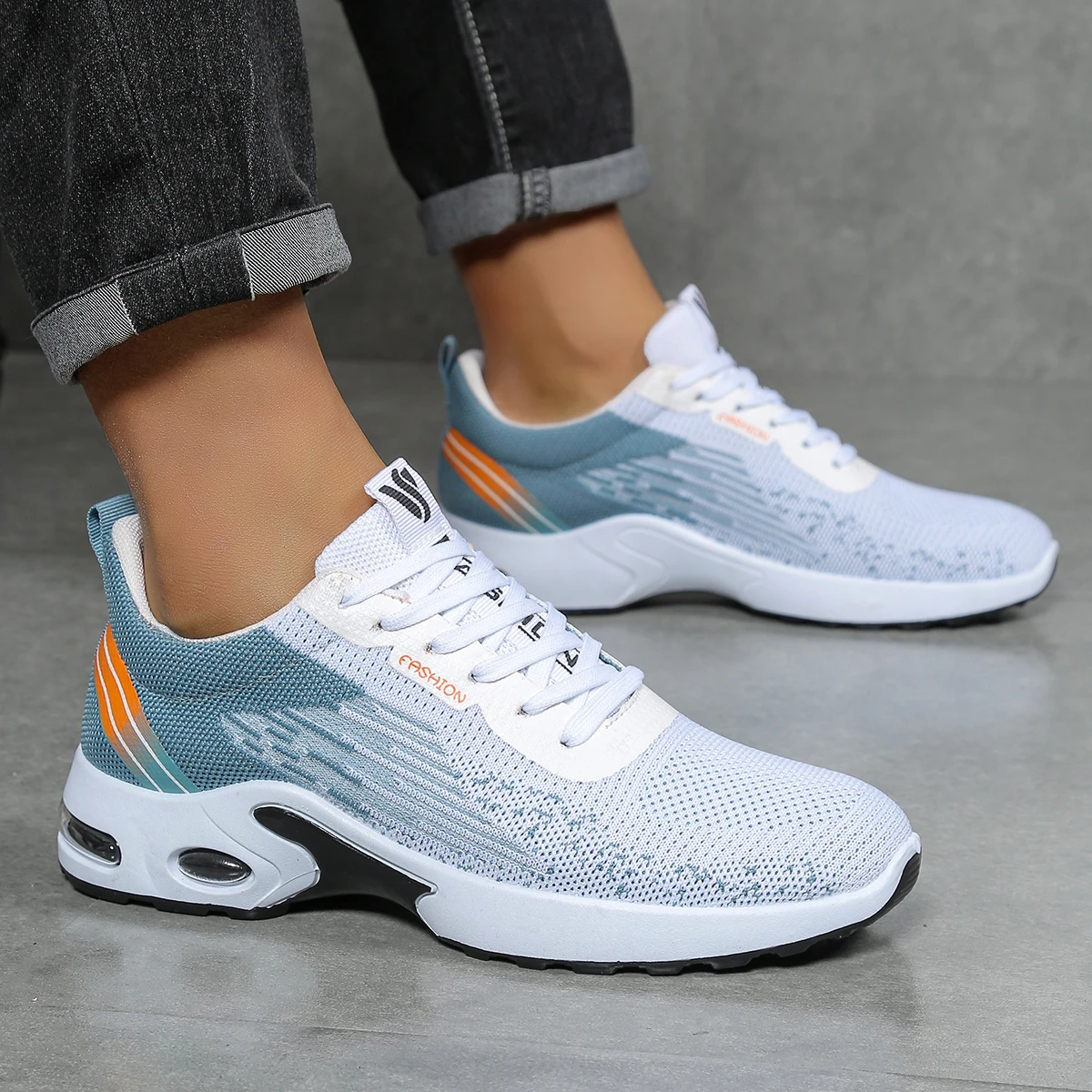 Men's shoes, men's casual shoes, breathable mesh, air-cushioned, soft-soled, color-blocked fashionable sports shoes 1
