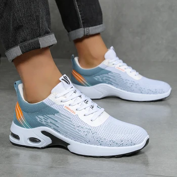 Men's shoes, men's casual shoes, breathable mesh, air-cushioned, soft-soled, color-blocked fashionable sports shoes 1
