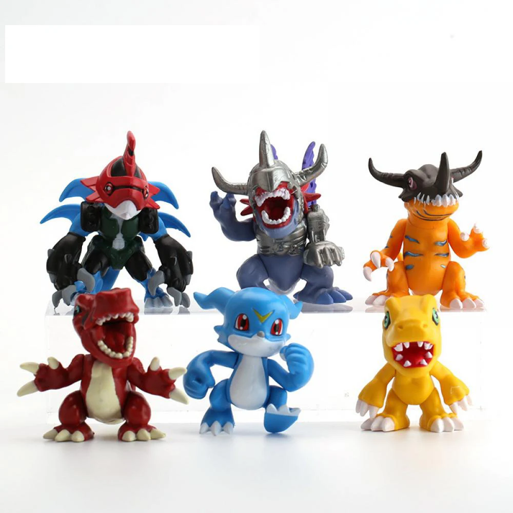 

6Pcs/set Anime Digimon Metal Greymon Agumon Car Table Top Cake Decoration Window Collection Display Cartoon Toy Gifts for Boys