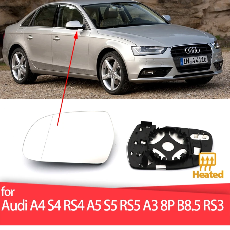 

Left Right Door Side Heated Wing Mirror Glass Rearview Rearview Plate for Audi A4 S4 RS4 B8.5, A5 S5 RS5 B8.5 10-16, A3 8P RS3