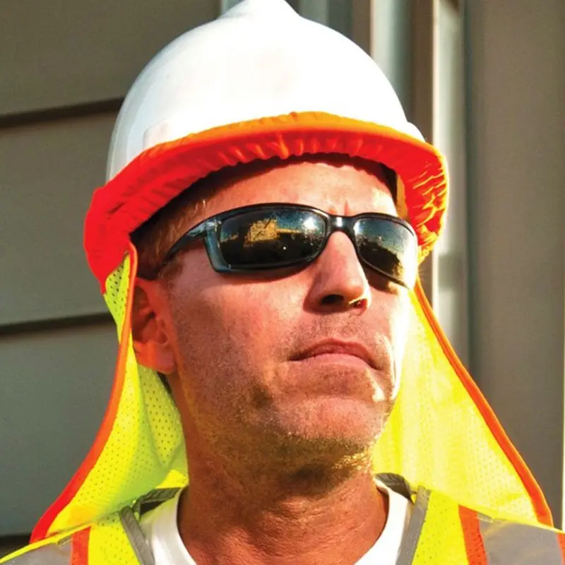 Sun hat sun protection hat Safety hard hat helmet neck cover sun protector reflective stripe neon high visibility elastic breathable mesh shield