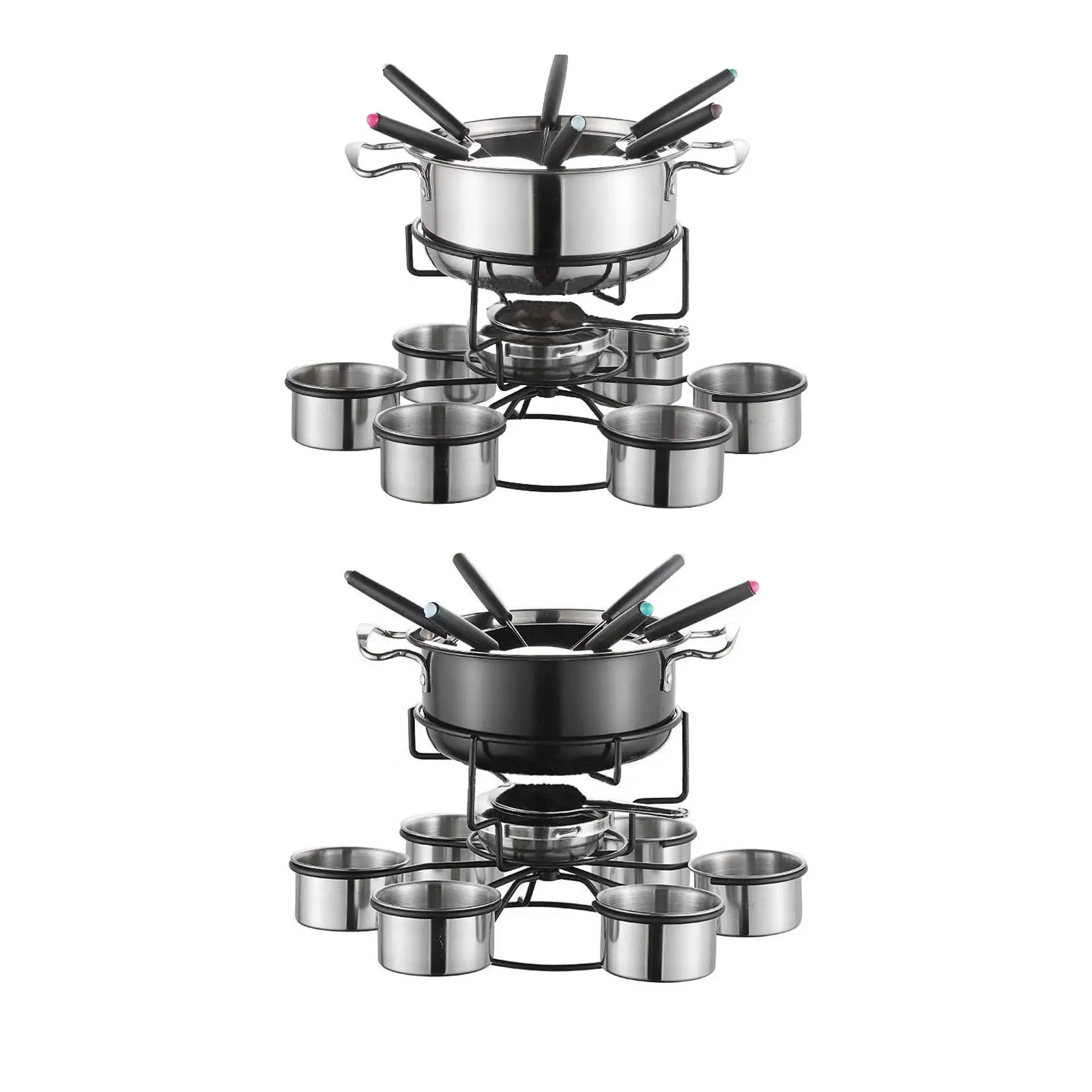 Fondue Pot Set Stainless Steel Lightweight Sturdy Multipurpoise Stable Home Portable Party Picnic Wedding Camping Outside