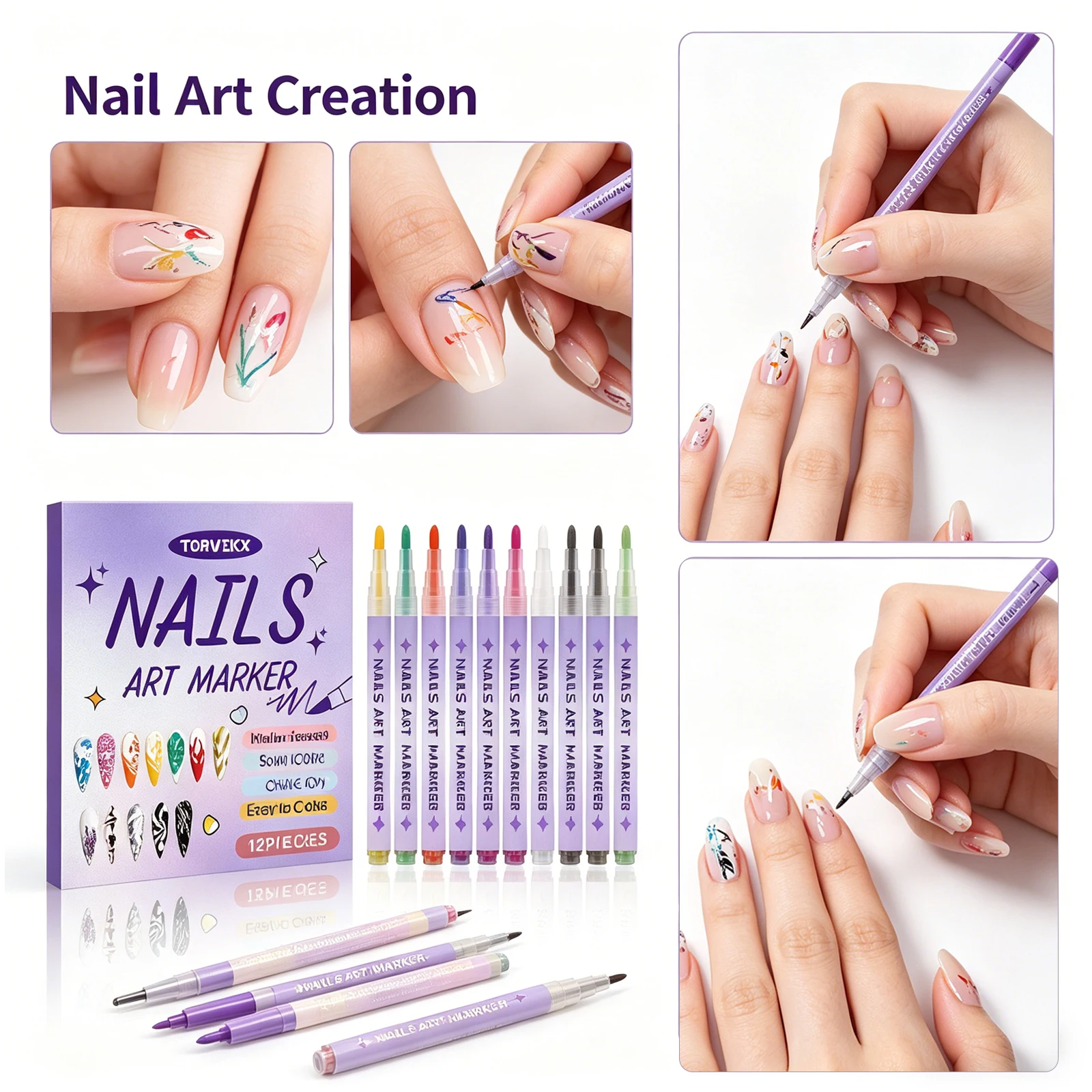 Nail Art Pen DIY Painting Fine Tip Long Lasting Color Smooth Drawing Water Based Waterproof Quick Dry Professional Beginner