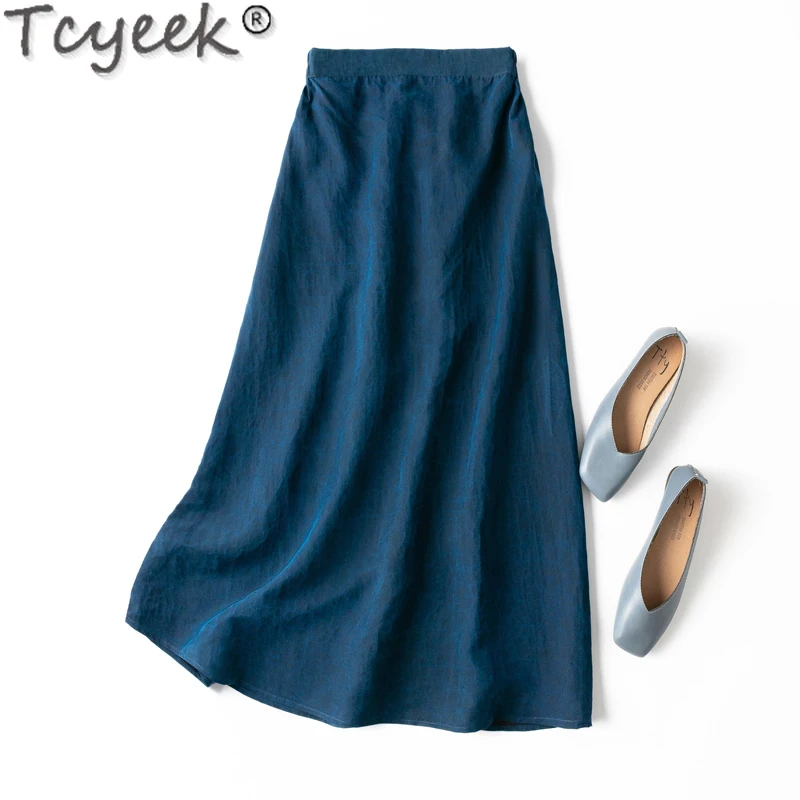 

Tcyeek 100% Mulberry Silk Skirt Elegant Skirts for Woman Vintage Skirt Spring Summer Skirts Women's Skirt Faldas Para Mujeres