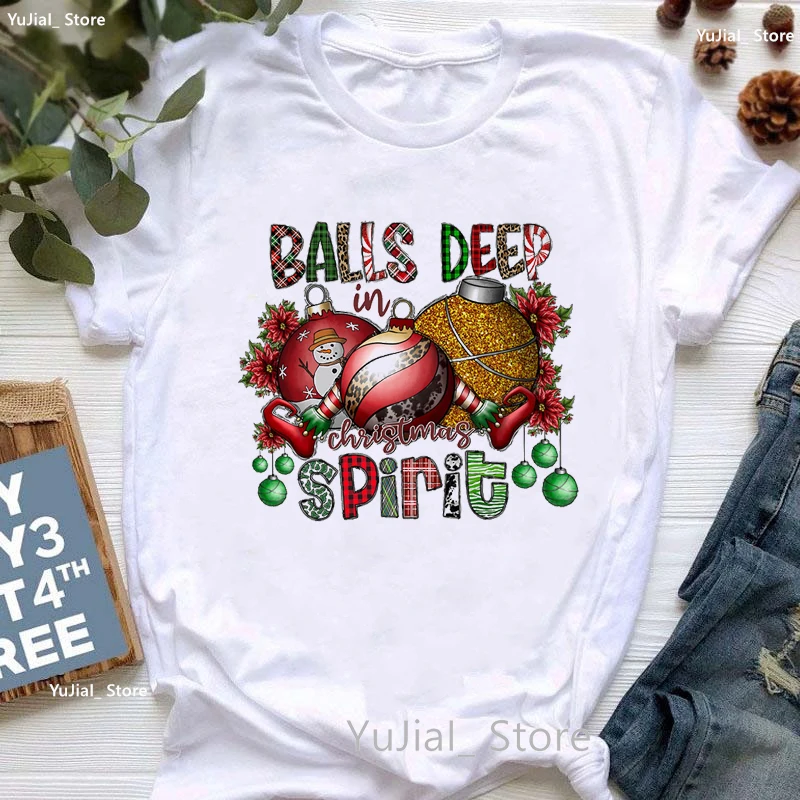 

2023Merry Christmas Basketball Graphic Print Tshirt Women Harajuku Shirt Xmas Gift Love Sport T Shirt Femme Summer Top Tee Shirt
