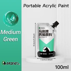 100ml Waterproof Acrylic Paint in Assorted Colors for DIY Crafts and Professional Art Projects (Medium Green)