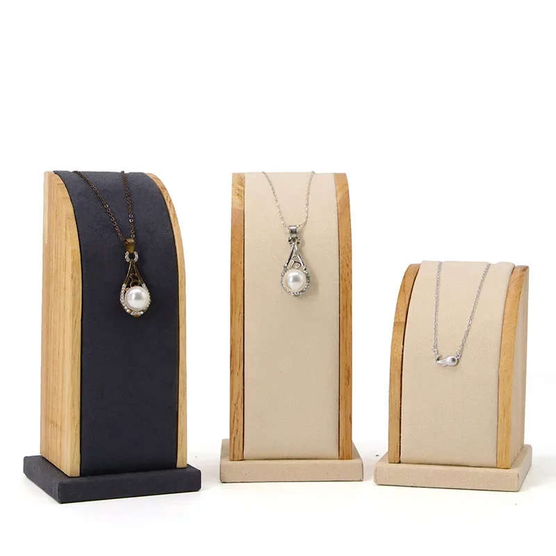 Wooden Portrait Mannequin Bust Dangling Pendant Necklace Chain Jewelry Holder Display Organizer Stand Rack Hanger Showcase Set