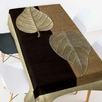 Tovaglie rettangolari con stampa a foglie per tavolo Decorazione di nozze Tovaglie da pranzo impermeabili a prova di olio 1