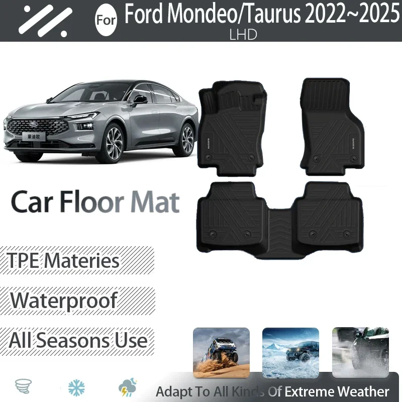 

Автомобильные коврики для Ford Mondeo Taurus MK5 2022 2023 2024 2025, водонепроницаемые накладки, коврики для ног, напольные покрытия, коврик из ТПЭ, автомобильные аксессуары