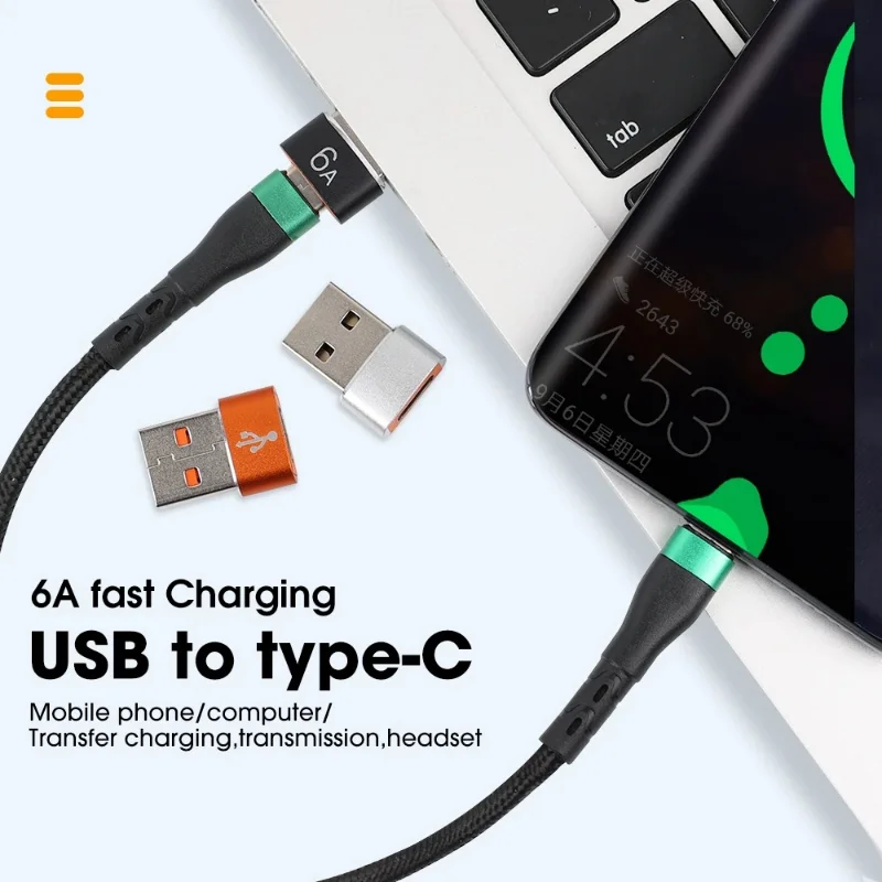 6A USB To Type C OTG Adapter 120W USB-C Male To Type-c Female Charger Converter for Macbook Samsung Data Transfer Adapter