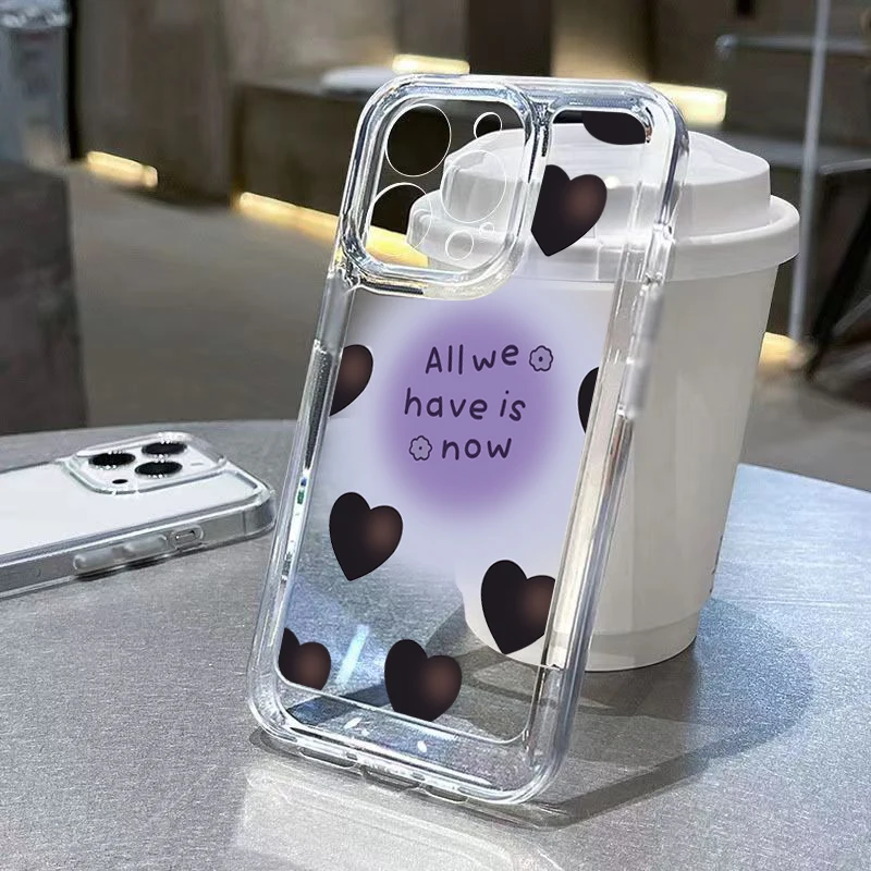 Funda de teléfono suave y transparente con corazón de amor blanco para iPhone 16, 14, 13, 12, 11 Pro Max, XS, X, 7, 8 Plus, SE 2020, funda para iPhone 15 Pro Max