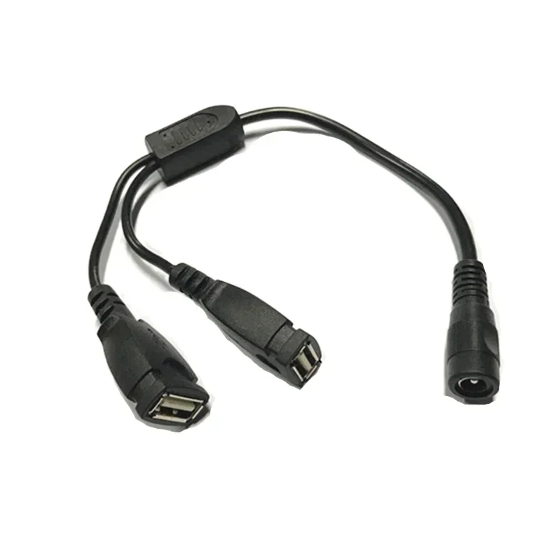 DC 5521 5.5*2.1MM Female To 2-port Dual USB A Converter Power Charging Line 5V 12v
