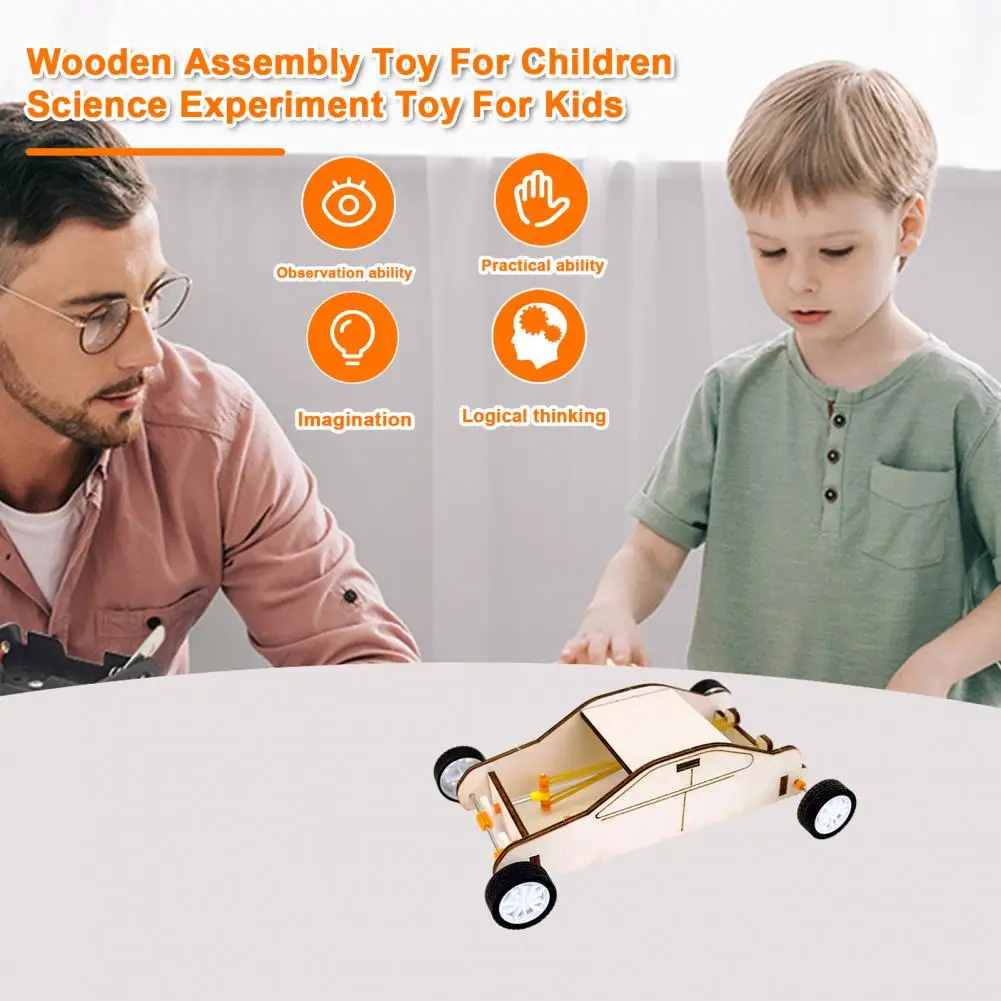 Physics DIY Double Power Rubber Band Car Science Toy School Students Educational Toy Science Experiment Physics Teaching