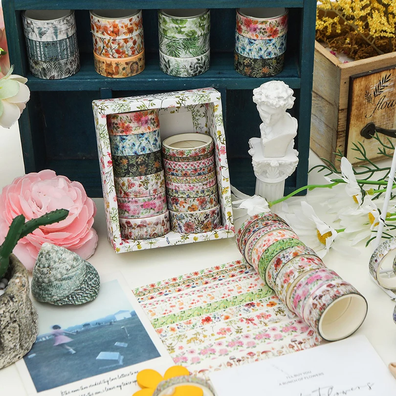 18Pcs Four Seasons Washi Tape Scrapbooking Supplies Washitape Flowers Diary Decoration Cinta Adhesiva Decorativa Washi Tapes 3