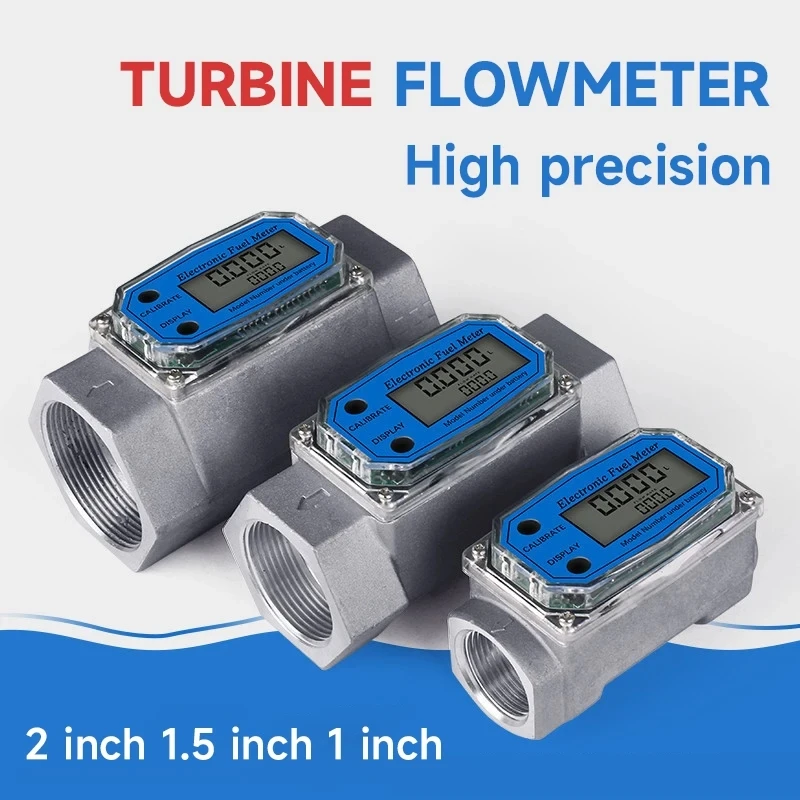 Flow Meter Water Flow Meter Turbine Flow Meter Digital Turbine Flow Meter Digital Electronic Turbine Flow Meter High-precision LCD Digital Display Flowmeter Gauge PCB For Petrol Kerosene Methanol Water