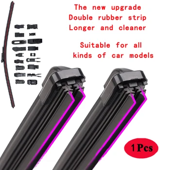 Car Windshield Wiper Blades Universal Soft Double Layer Rubber Frameless Bracketless Brushes Accessories Windscreen Window Front 1