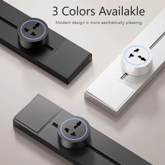 เต้ารับแบบรางพร้อมสวิตช์ คุณภาพสูง เต้ารับไฟฟ้าติดผนัง มาตรฐาน EU UK US FR ใช้ได้ทั่วไป สำหรับบ้าน ห้องครัว ห้องน้ำ สำนักงาน 4