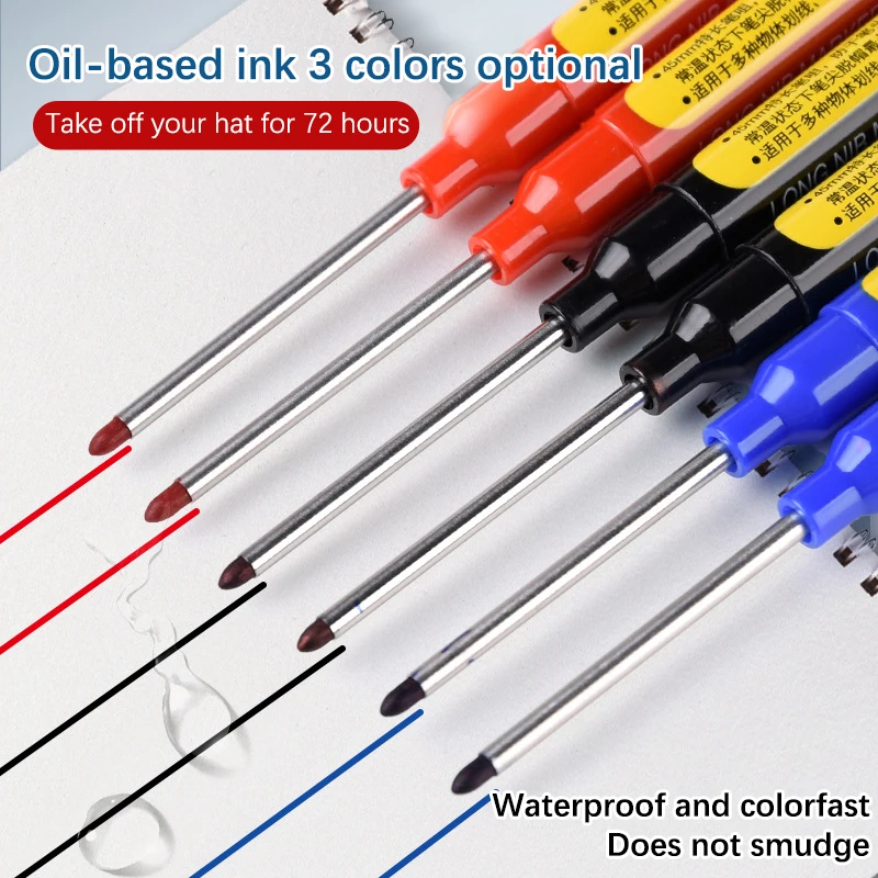1PC 45mm Deep Hole Long Nib Head Markers Deep Drill Hole Long Nib Scriber Multifunction Mechanical Carpentry Colorful Marker Pen deep hole scriber