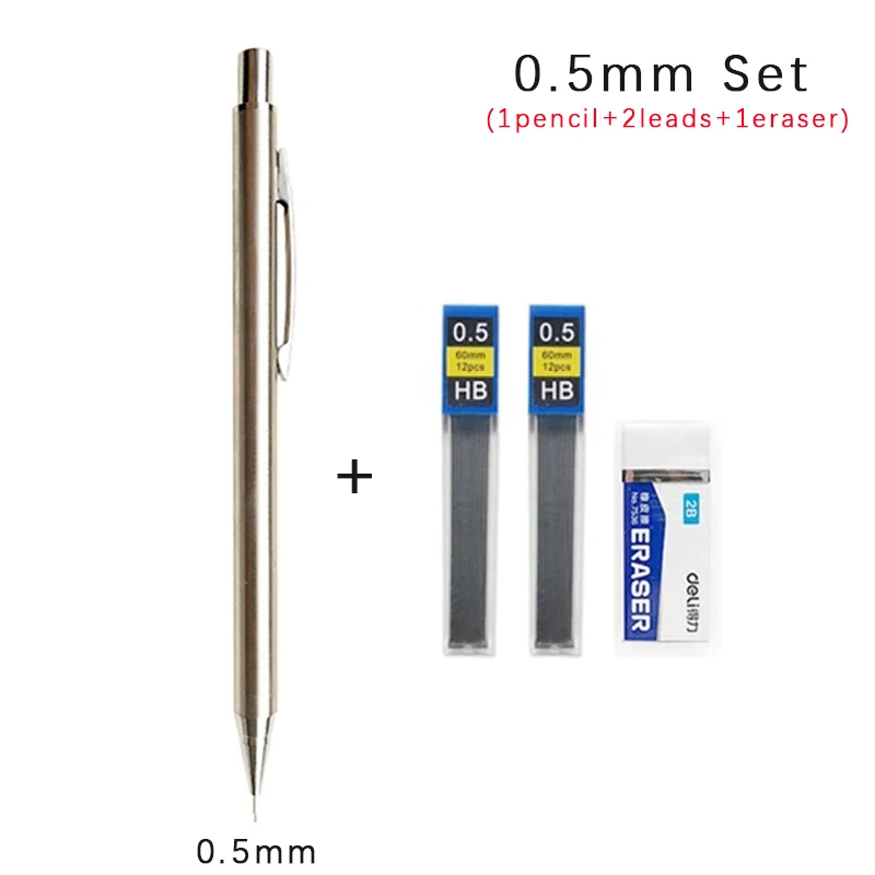 Premium Stainless Steel Mechanical Pencil Set - Ideal for Art, Sketching, and Writing