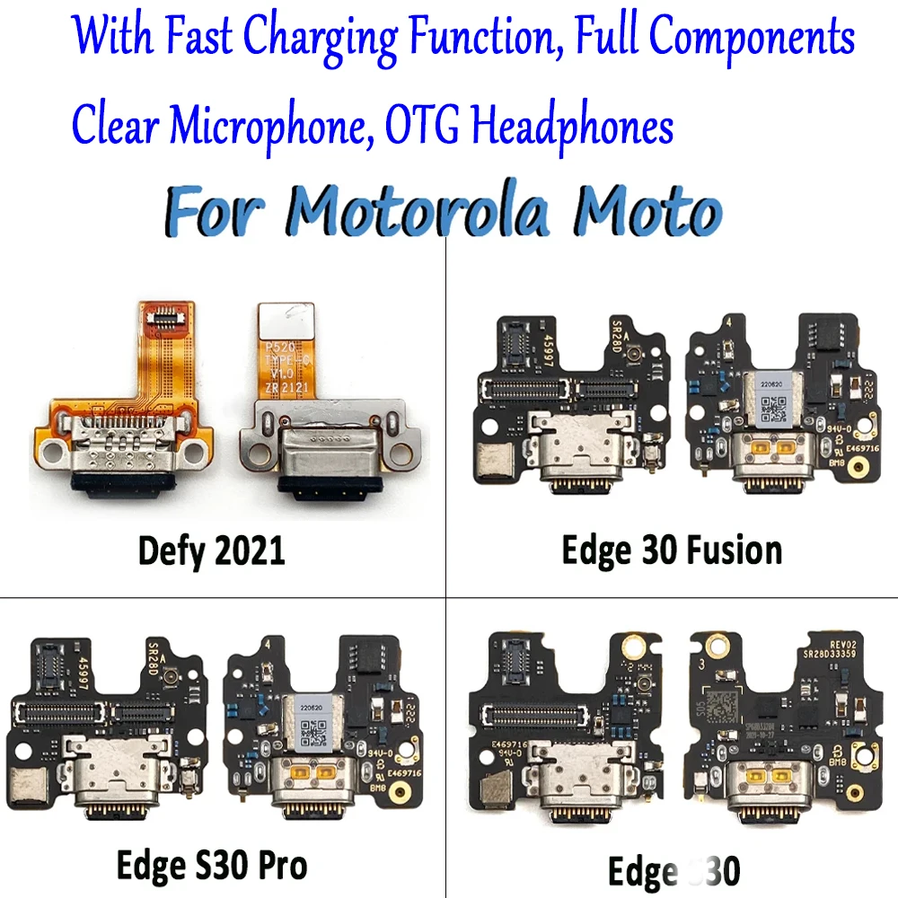 

Новый протестированный разъем USB для зарядки док-станции, микро Плата, гибкая запасная часть для Motorola Moto Defy 2021 Edge 30 Fusion S30 Pro