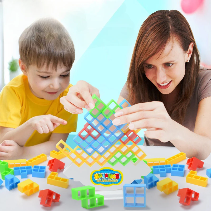 Brettspiele für Kinder und Erwachsene Tetra Tower Balance Stacking  Spielzeug Bausteine