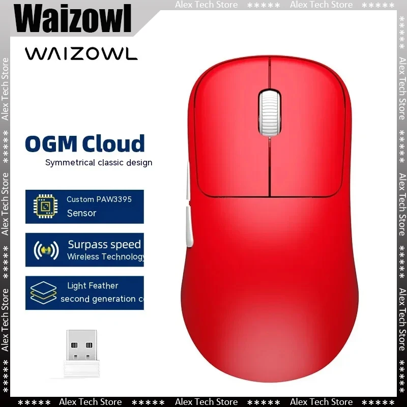 

Waizowl Ogm Cloud Mosue 3-Mode Wireless Bluetooth Lightweight Ergonomics Paw3395 Mouse E-Sports Accessory For Computer Pc Gift