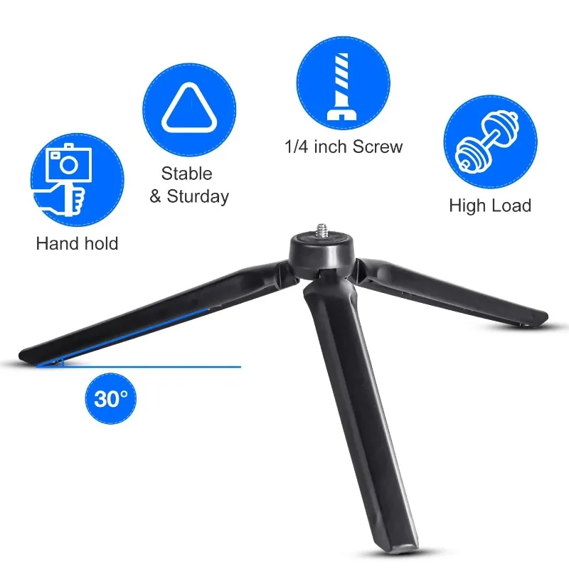 Support gimbal fixé sur trépied, prêt pour une caméra d'action.