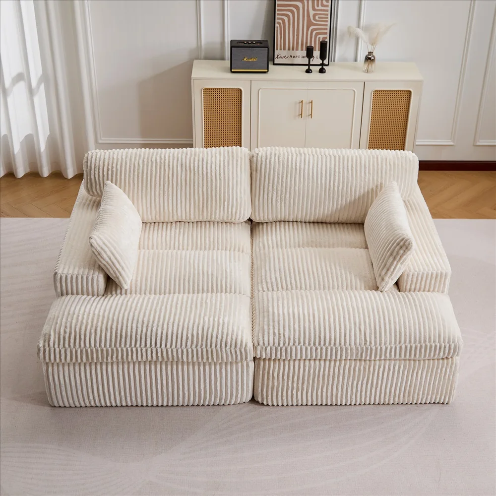 Modernes Luxus-Cordsofa mit Freier Kombination, Übergroßes Ecksofa mit Chaiselongue, Wandelbares Komfortables Wohnzimmersofa – Detail 30