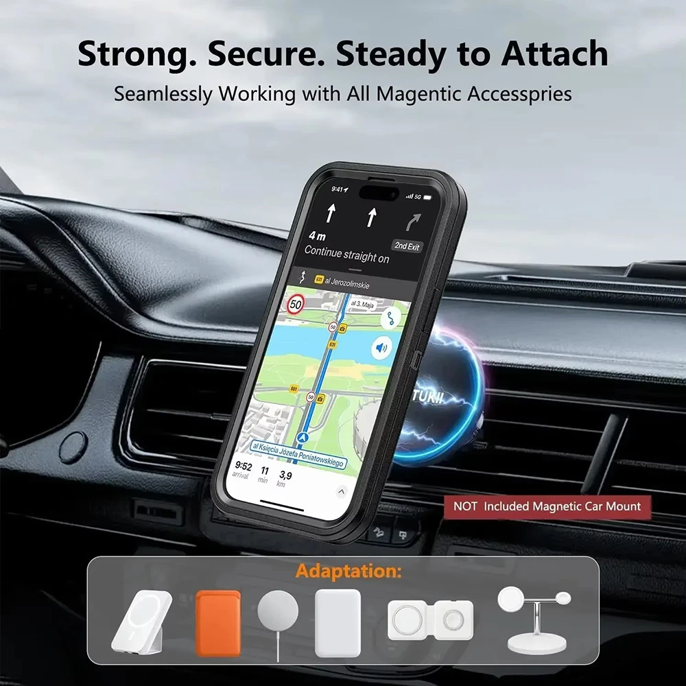 Heavy-Duty Rugged Magnetic Ring Holder Phone Case with Slide Camera Protection and Magsafe Compatibility